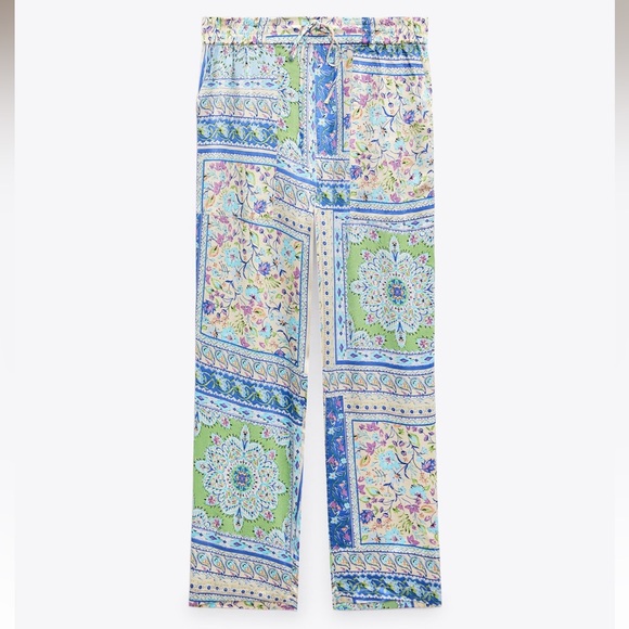 NWT Zara High Waist Printed Pants Size Small - Picture 2 of 5